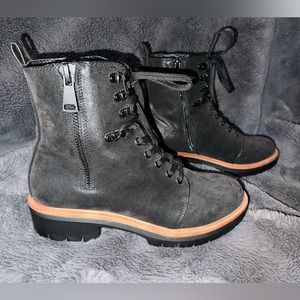 New MIA Black Shiny Suede Lace up Boots - Size 8 1/2